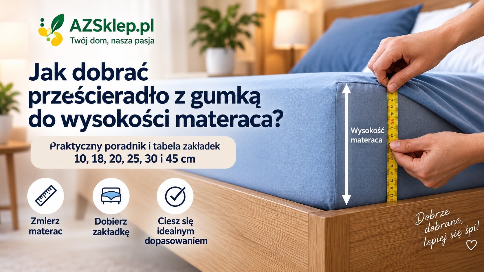 Jak zmierzyć szerokość, długość i wysokość materaca do prześcieradła z gumką