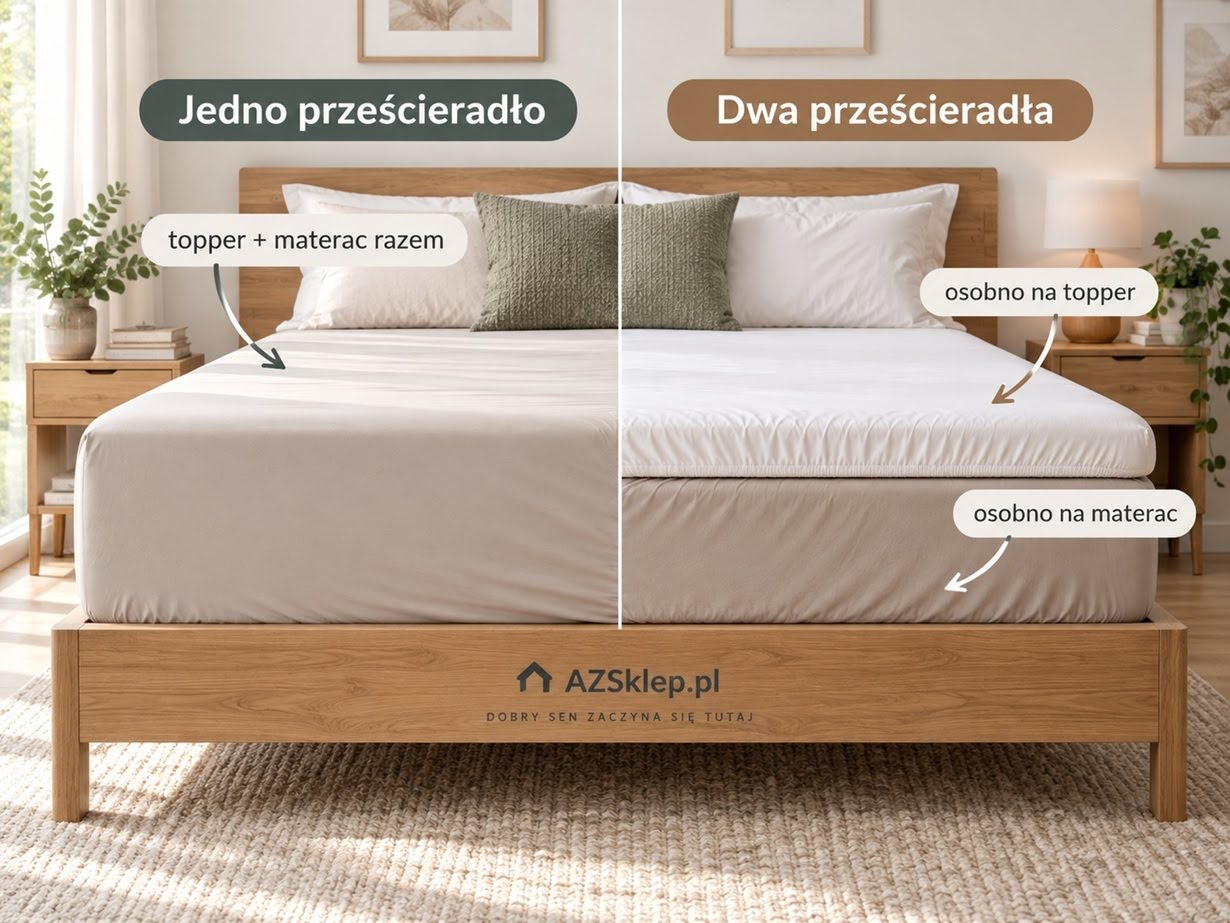Jedno czy dwa prześcieradła na łóżko kontynentalne z topperem – porównanie wariantów