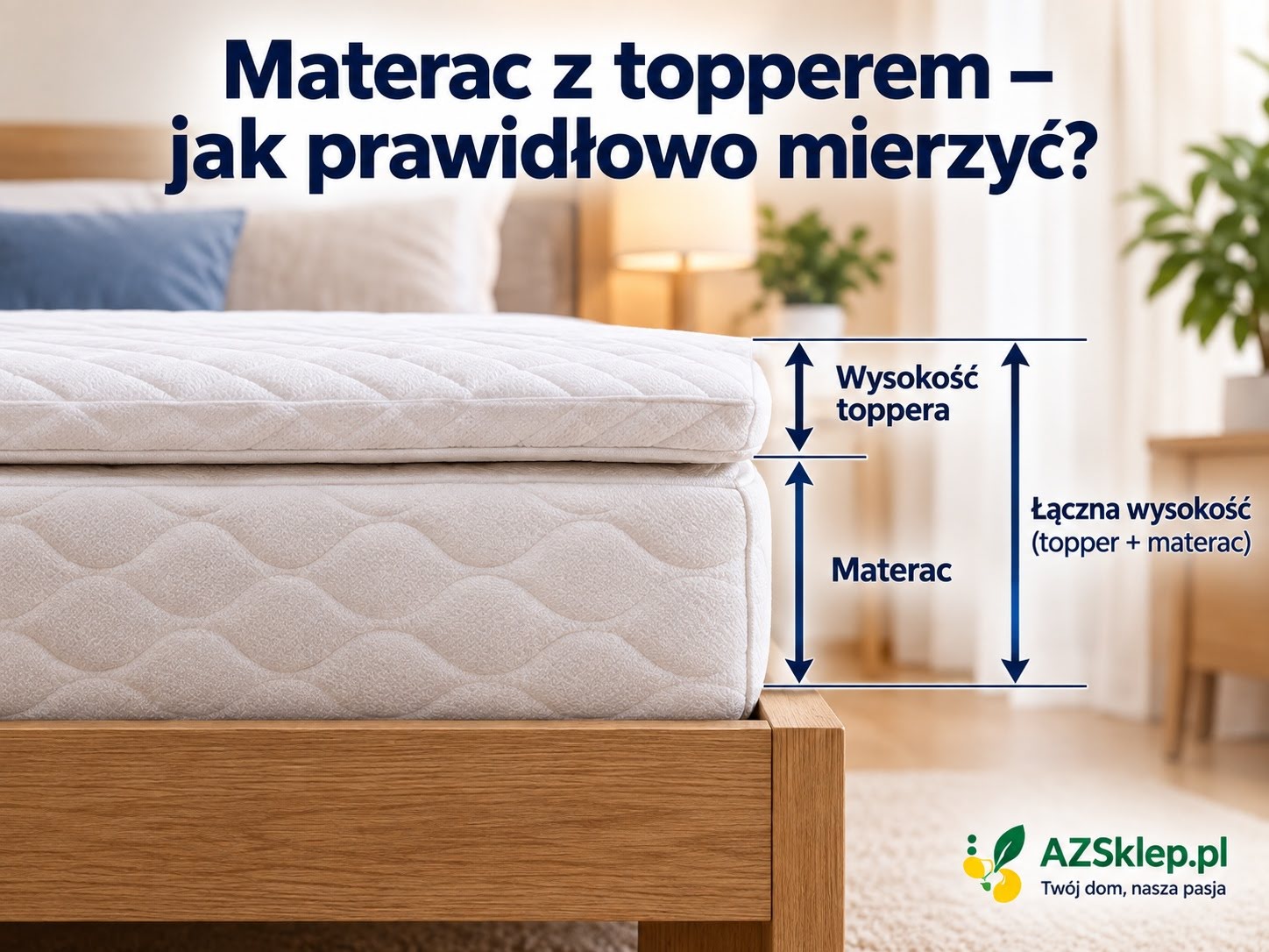 Pomiar materaca z topperem przy doborze prześcieradła z gumką