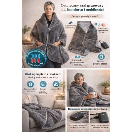 Koc grzewczy HoMedics HCM-SWL100 z powerbankiem