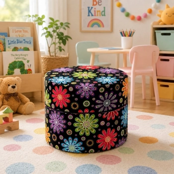 Pufa dziecięca w kwiaty 40 cm w aranżacji pokoju dziecka