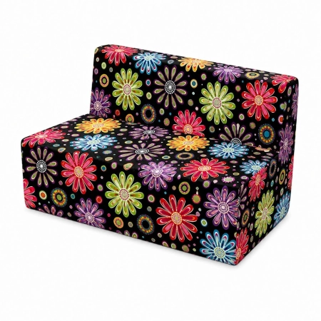 Kanapka piankowa 80 cm w kwiaty z tkaniny dla dzieci