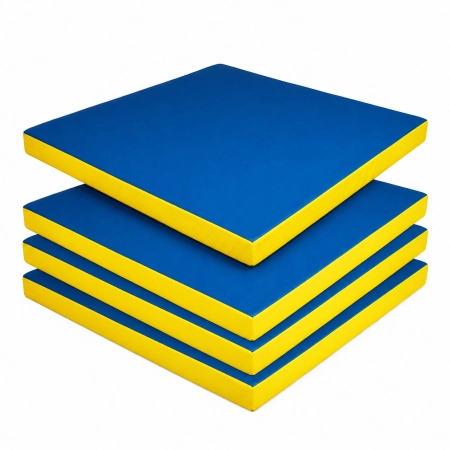 Niebiesko-żółte Materace Atlas 4 szt. 100x100x7 cm ze skaju