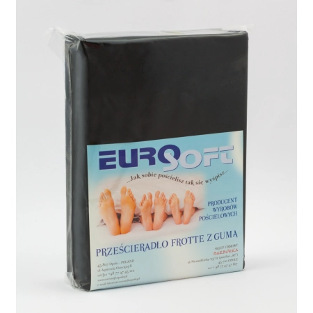 Czarne prześcieradło frotte 70x200 cm przygotowane w opakowaniu