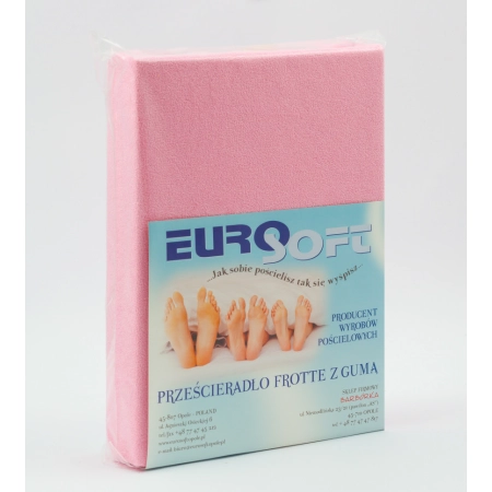 Jasnoróżowe prześcieradło frotte 90x210 cm złożone w opakowaniu