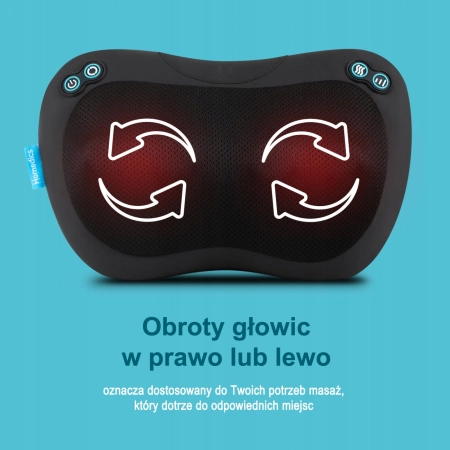 Bezprzewodowa poduszka masująca Shiatsu z podgrzewaniem