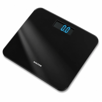 Czarna szklana waga łazienkowa Salter 9007 do 180 kg z dużym wyświetlaczem LCD