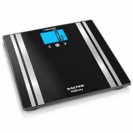 Elektroniczna waga łazienkowa Salter MiBody Bluetooth Smart czarna – zdjęcie produktowe na białym tle